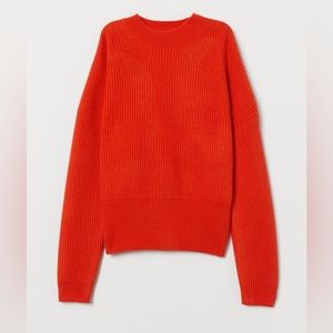 H&M cashmere rib knit sweater orange red size small